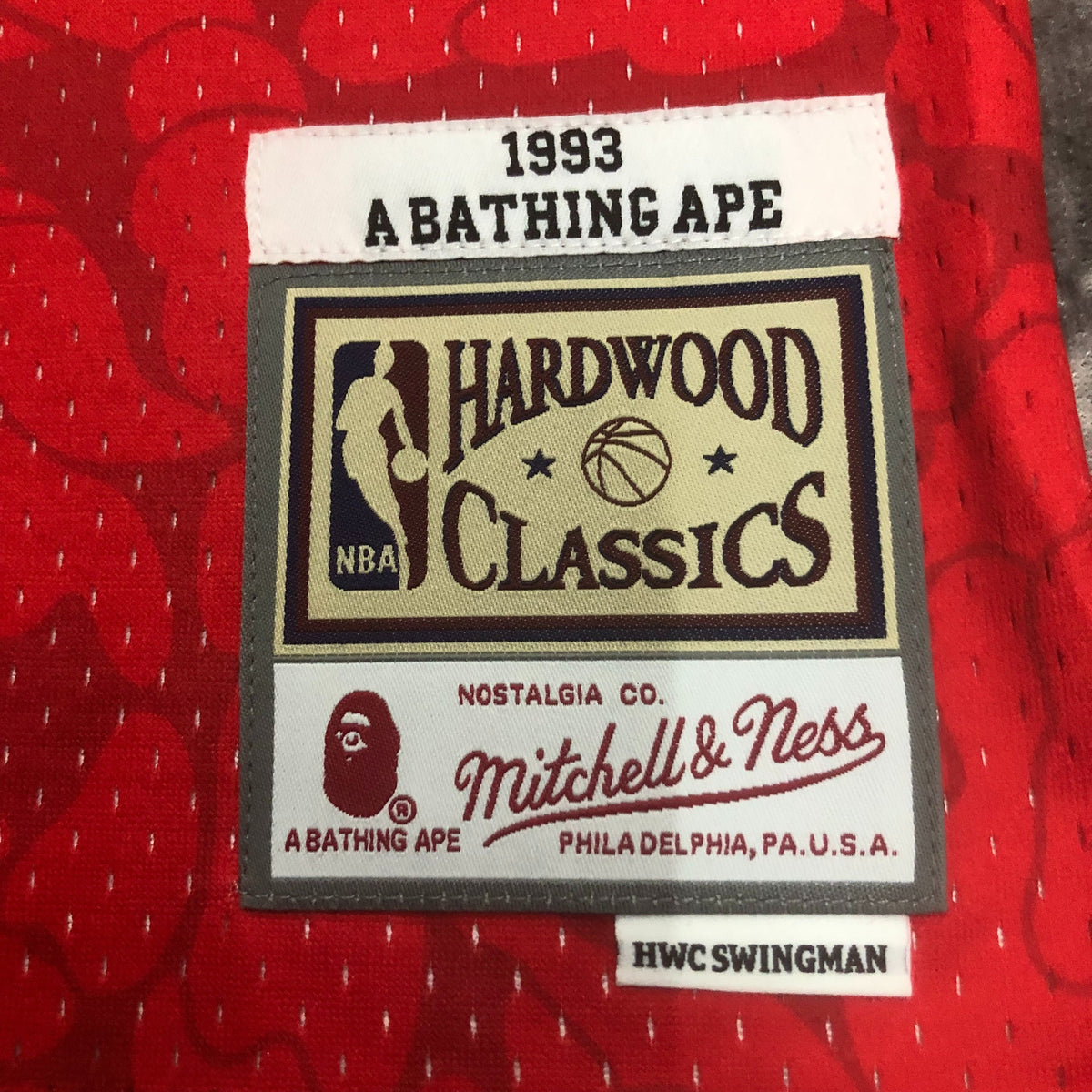 Jersey Swingman BAPE X Miami Heat Mitchell & Ness Hardwood Classics 1993