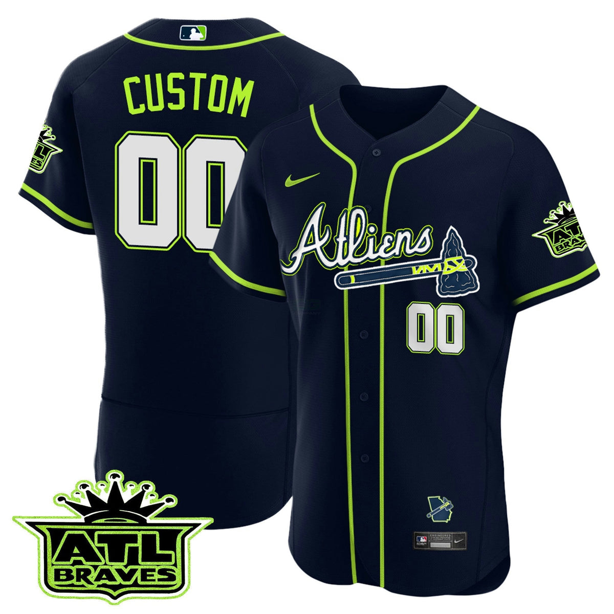 MLB Atlanta Atliens ATL Patch Flex Base Jersey