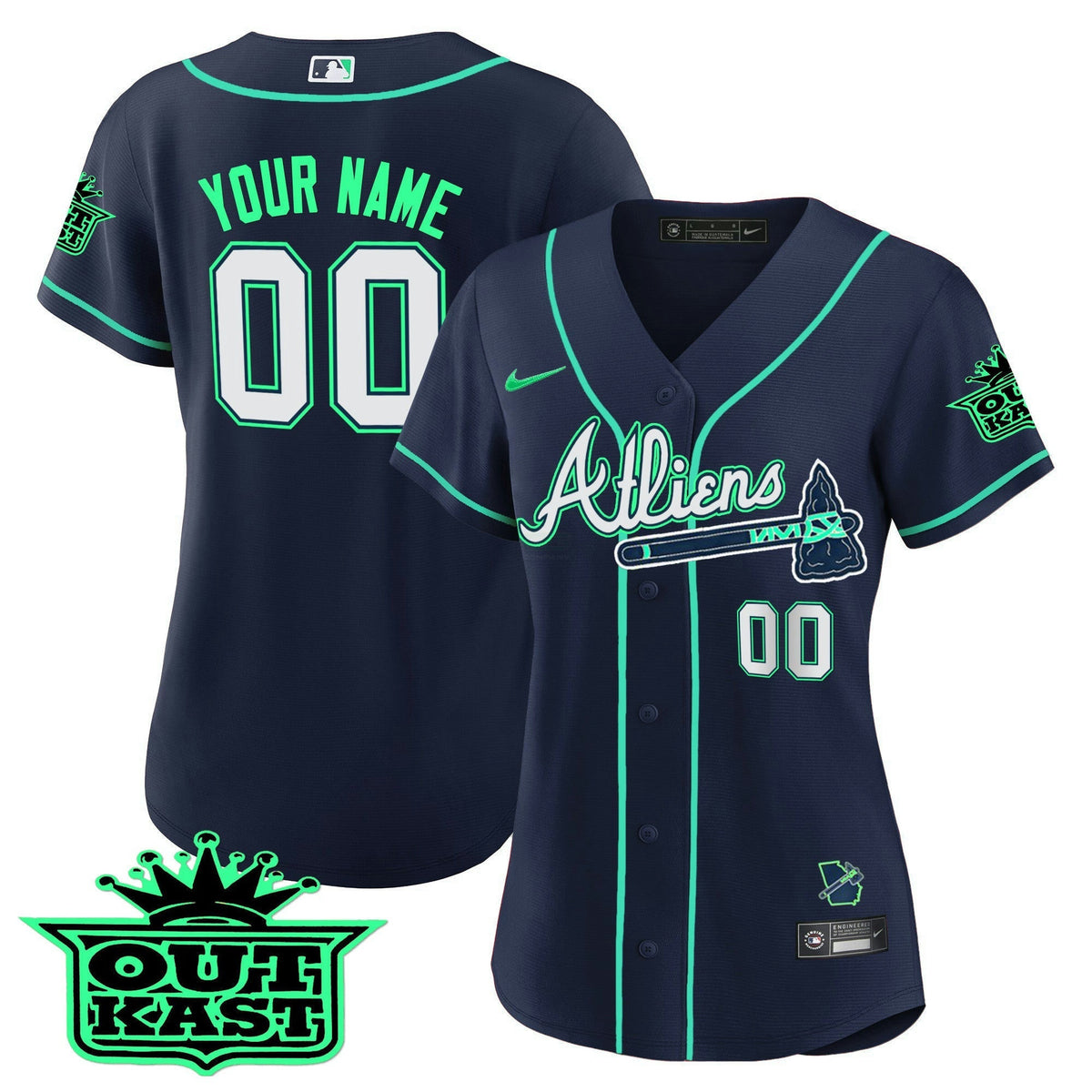 MLB Atlanta Atliens Cool Base Jersey – Galaxy Version – Stitched