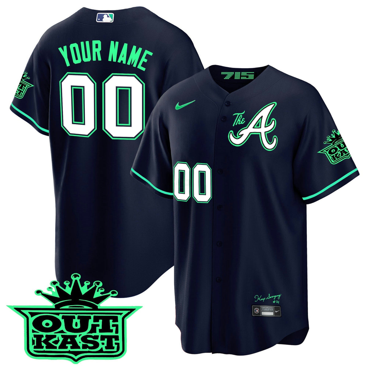 MLB Atlanta Atliens The A Cool Base Jersey – Galaxy Version – Stitched