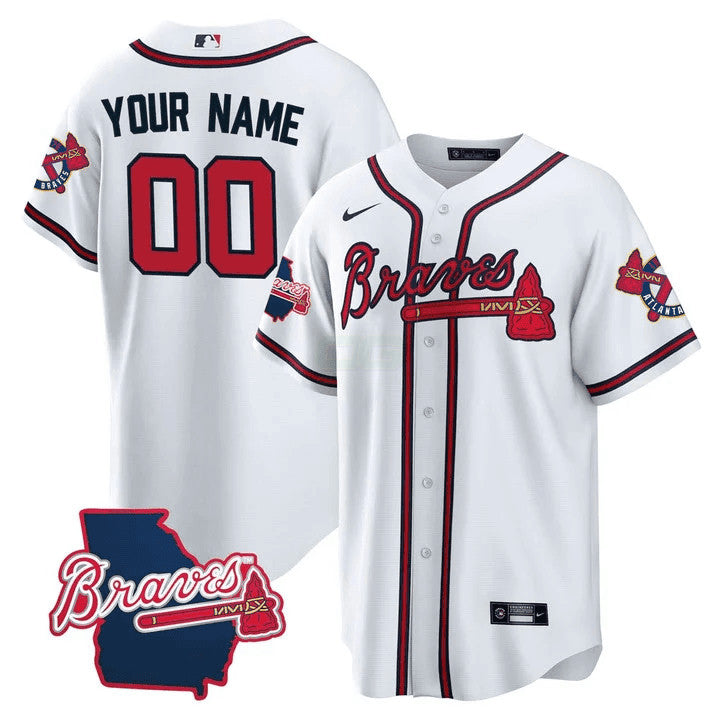 MLB Atlanta Georgia State Patch Jersey – White