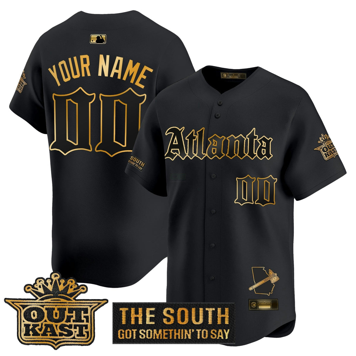 MLB Atlanta ‘Gothic South x Outkast Edition’ Gold Vapor Premier Limited Jersey