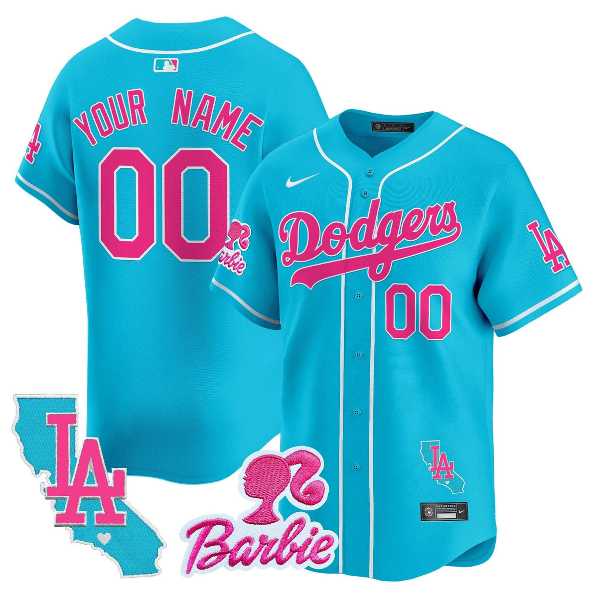 MLB Los Angeles Dodgers Barbie Patch Vapor Premier Limited Jersey