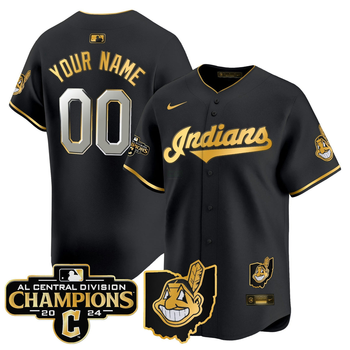 MLB Cleveland Indians 2024 AL Central Division Champions Vapor Premier Limited Jersey