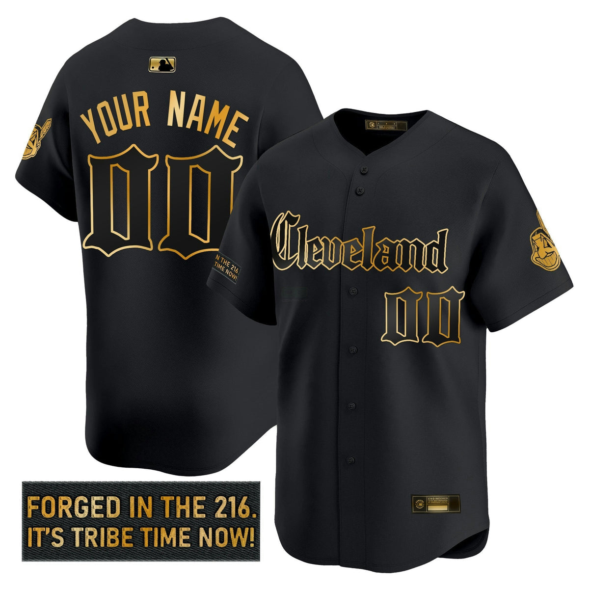 MLB Cleveland Indians ‘Gothic Iron Edition’ Gold Vapor Premier Limited Jersey