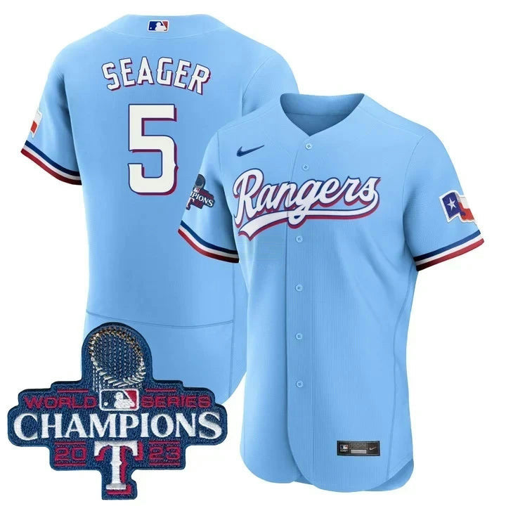 MLB Corey Seager Texas 2023 World Series Champions Baby Blue Jersey - Baby Blue