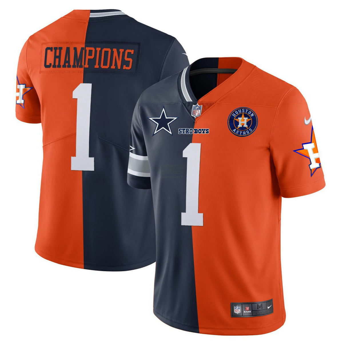 MLB Dallas Cowboys Houston Split Jersey - Navy Blue Orange