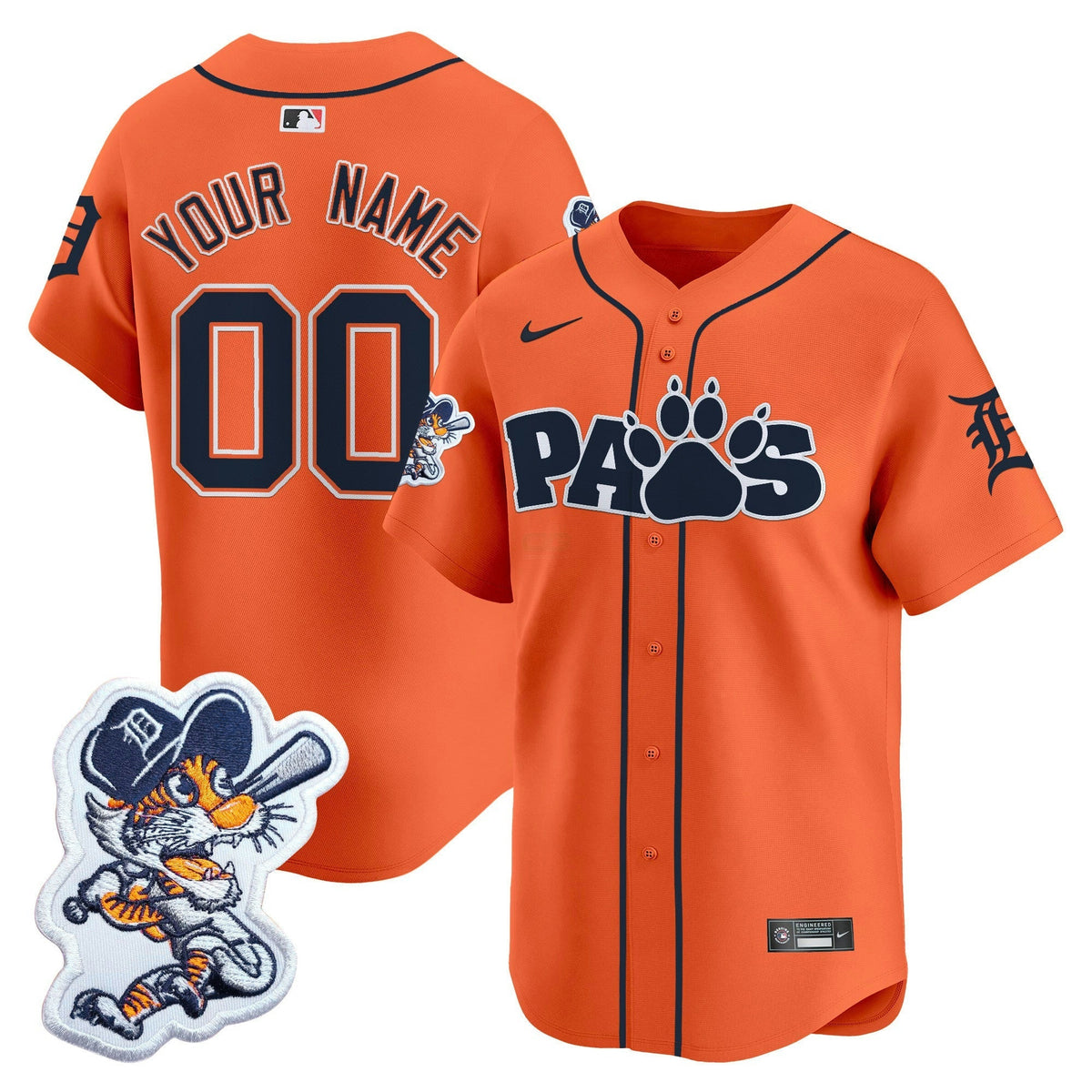 MLB Detroit Paws Patch Vapor Premier Limited Jersey V2 - Custom