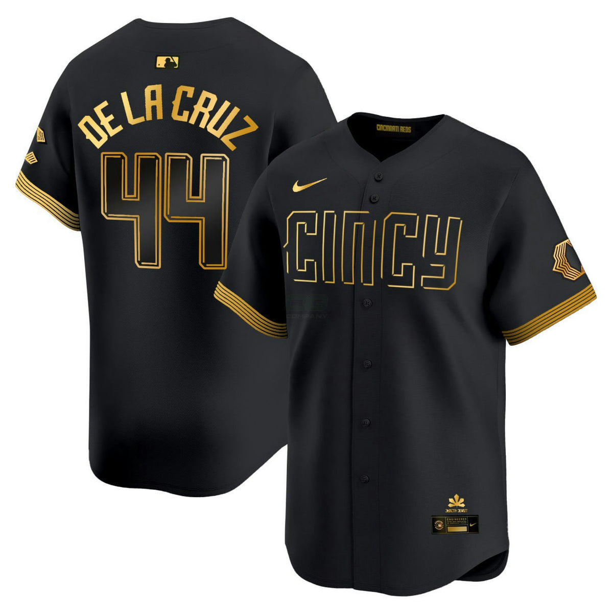 MLB Elly De La Cruz Cincinnati 2023 City Connect Black Gold Jersey - Elly De La Cruz