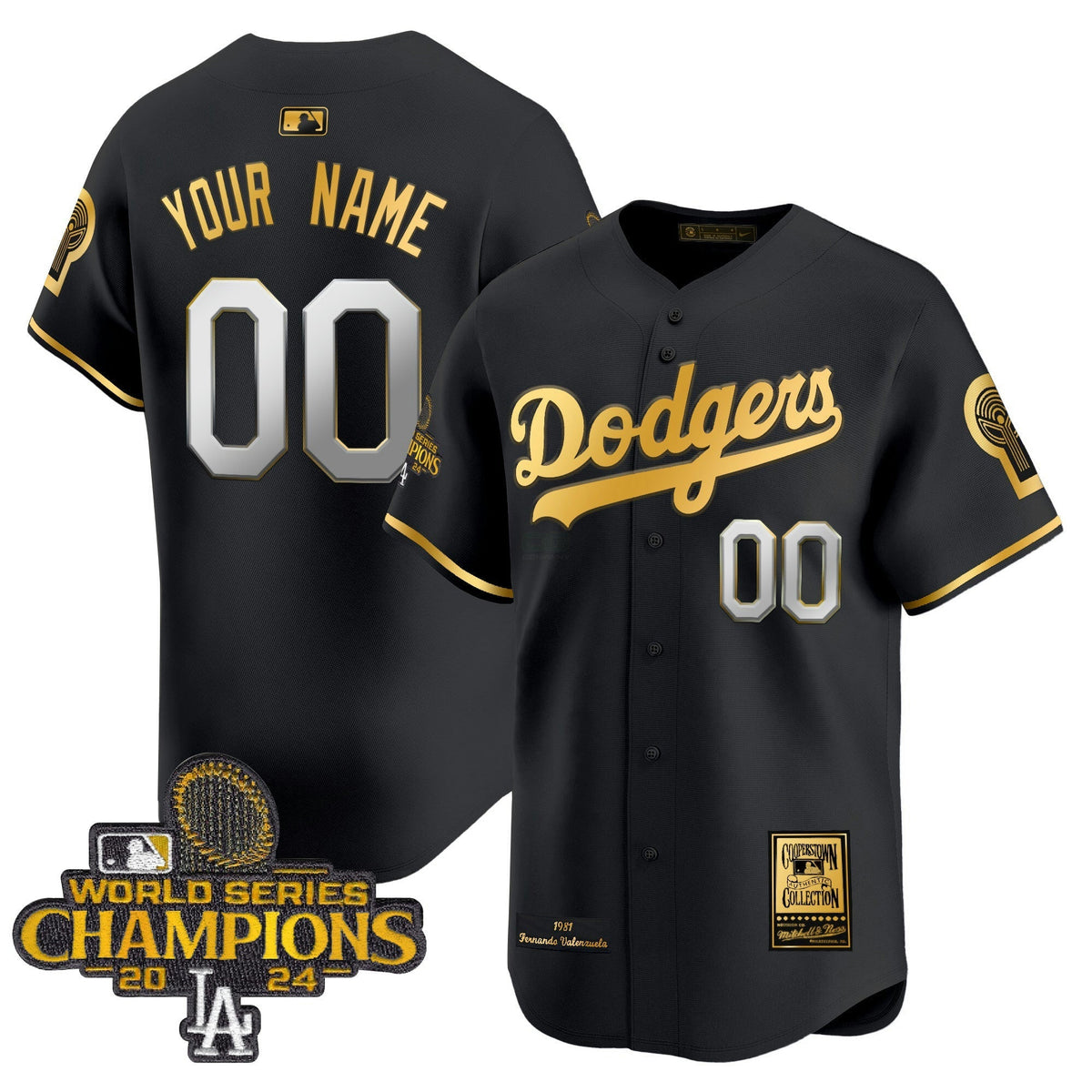 MLB Fernando 1981 & 2024 World Series Champions Patch Cooperstown Jersey - Custom