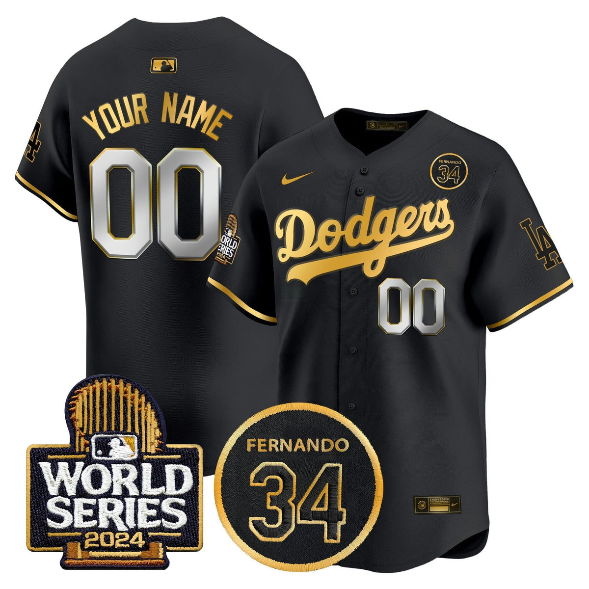 MLB Fernando Valenzuela Memorial & 2024 World Series Patch Vapor Premier Limited Jersey