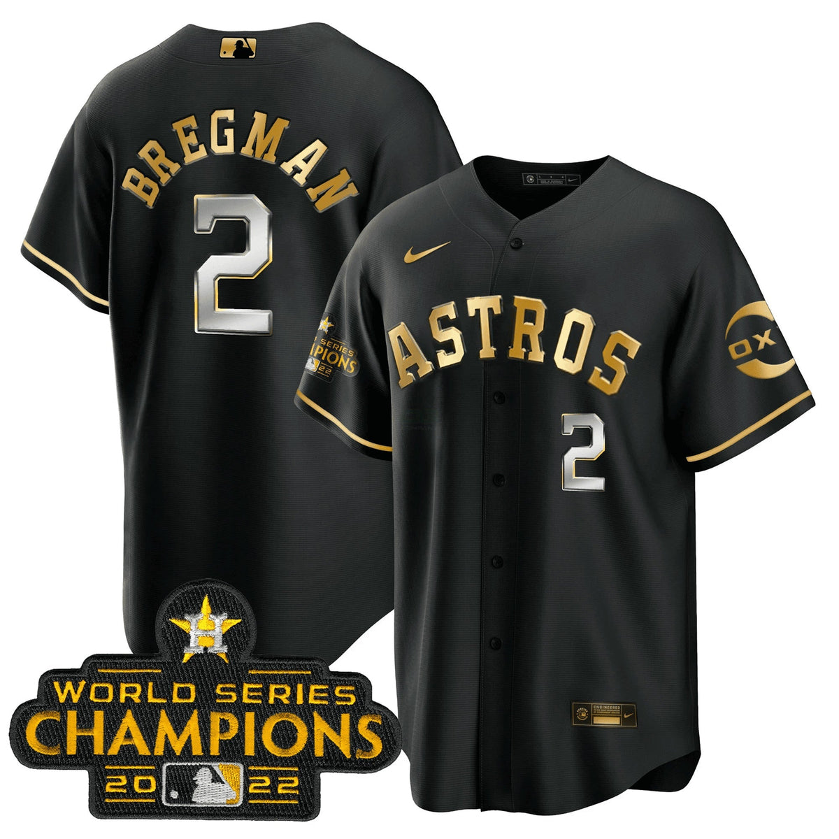 MLB Houston 2022 Champions Black Gold Rush Cool Base Jersey