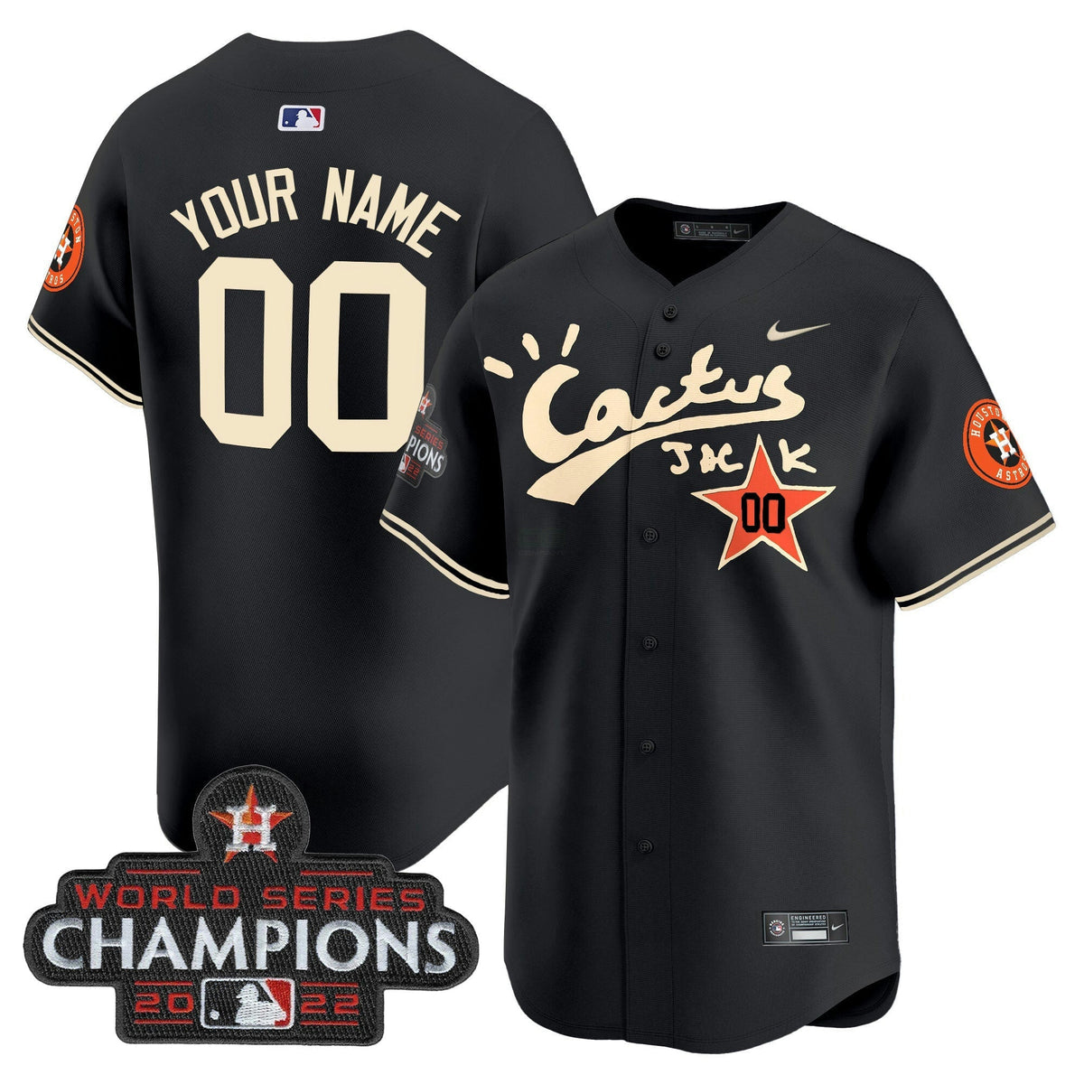 MLB Houston Cactus Jack Champions Patch Vapor Premier Limited Jersey