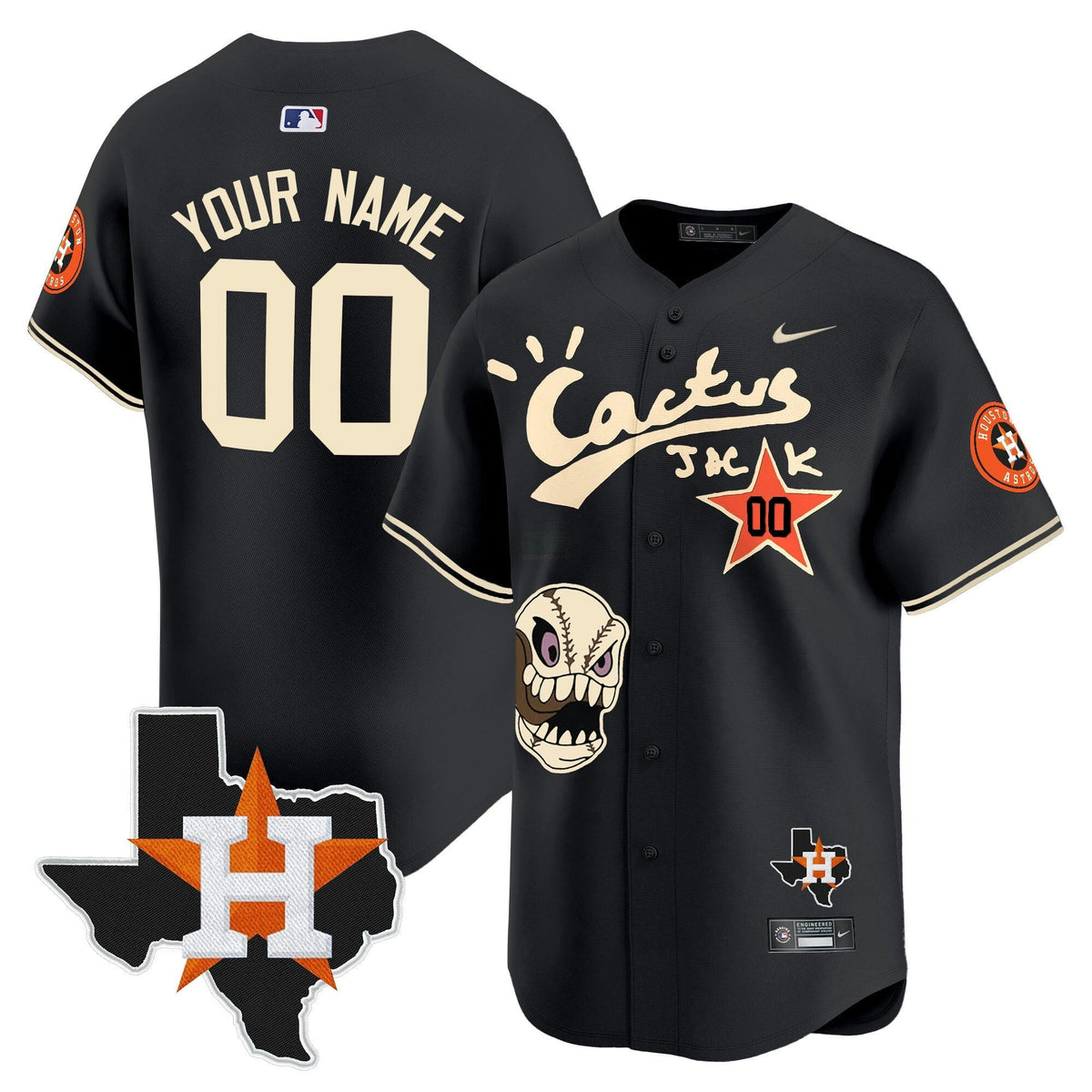 MLB Houston Cactus Jack Patch Vapor Premier Limited Jersey