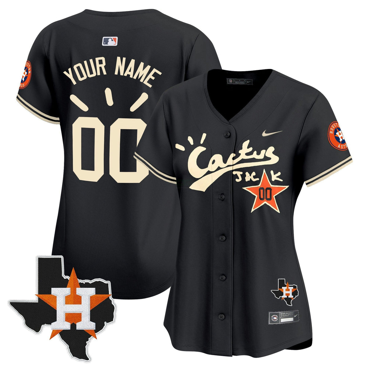 MLB Houston Cactus Jack Patch Vapor Premier Limited Jersey V10 – Stitched