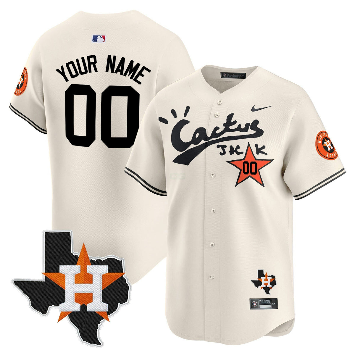 MLB Houston Cactus Jack Patch Vapor Premier Limited Jersey V11 – Stitched