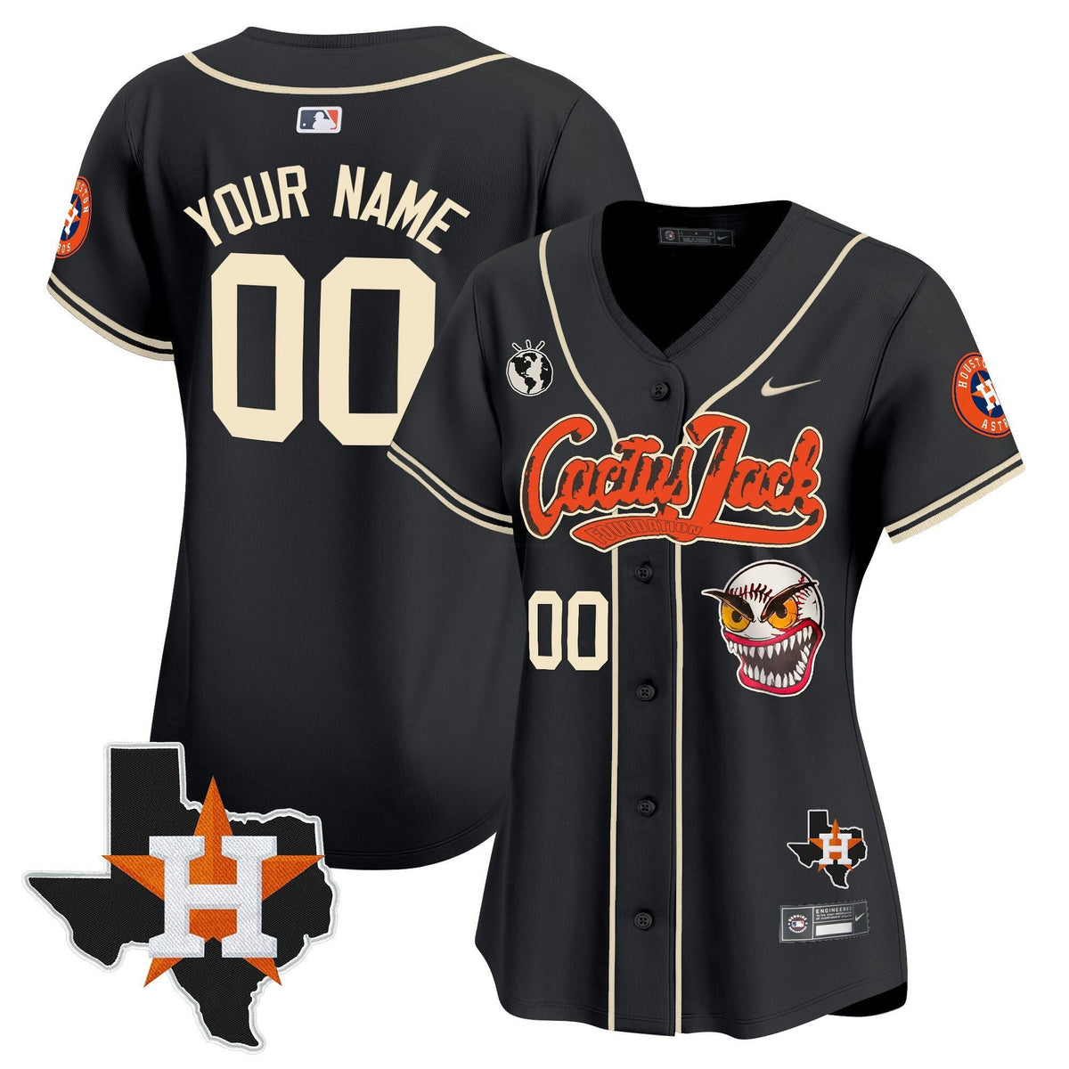 MLB Houston Cactus Jack Patch Vapor Premier Limited Jersey V6 – Stitched