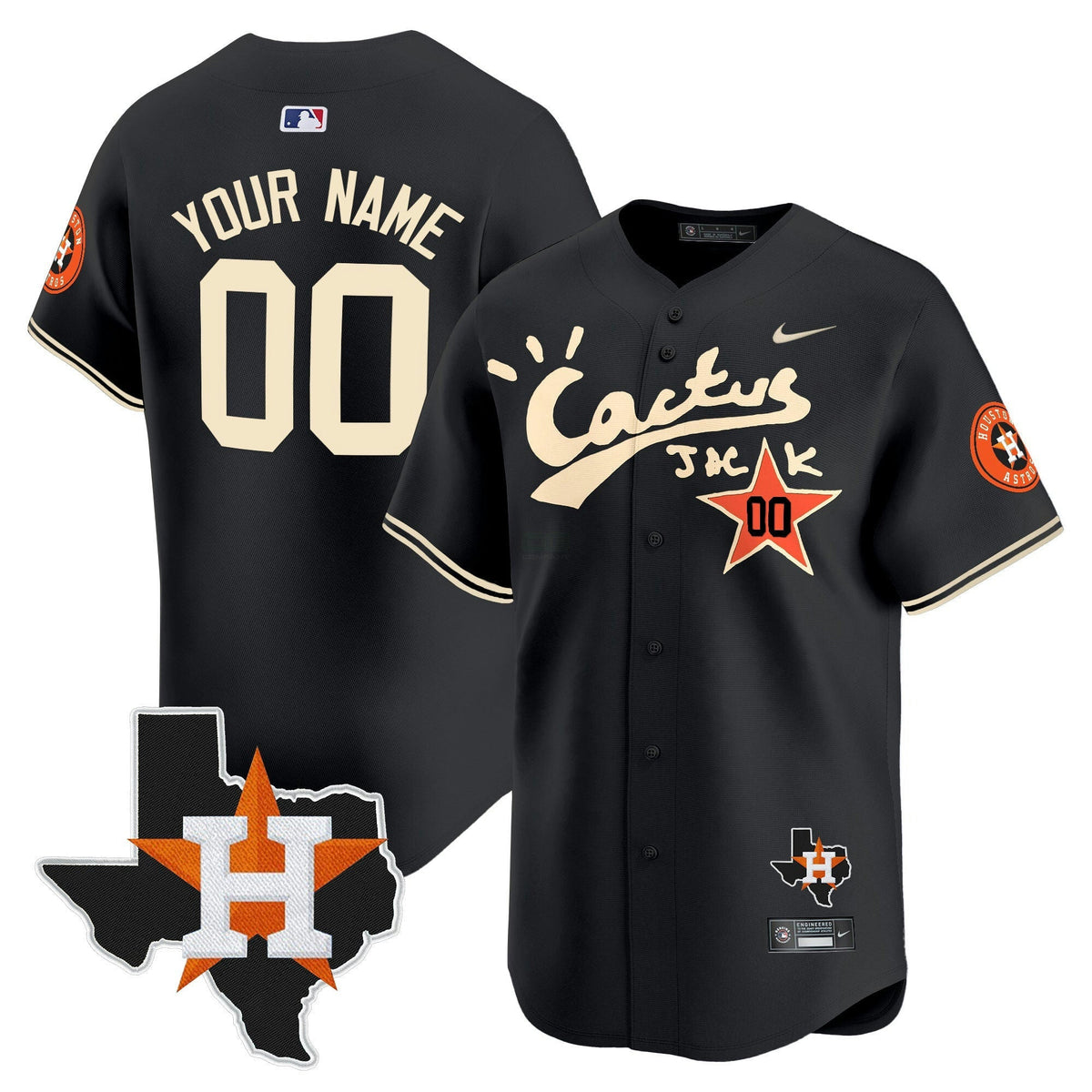 MLB Houston Cactus Jack Patch Vapor Premier Limited Jersey V7 – Stitched