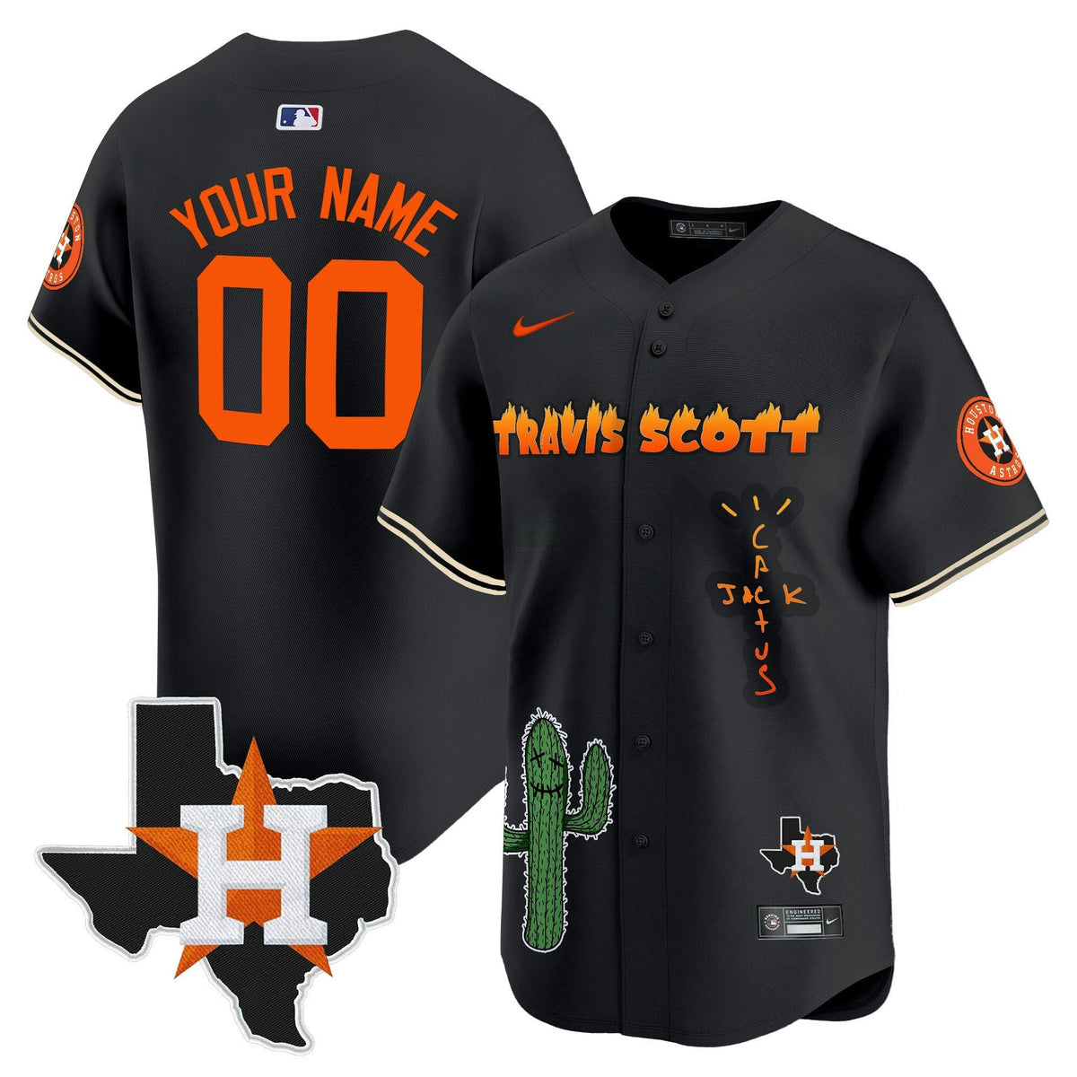 MLB Houston Cactus Jack Patch Vapor Premier Limited Jersey V9 – Stitched