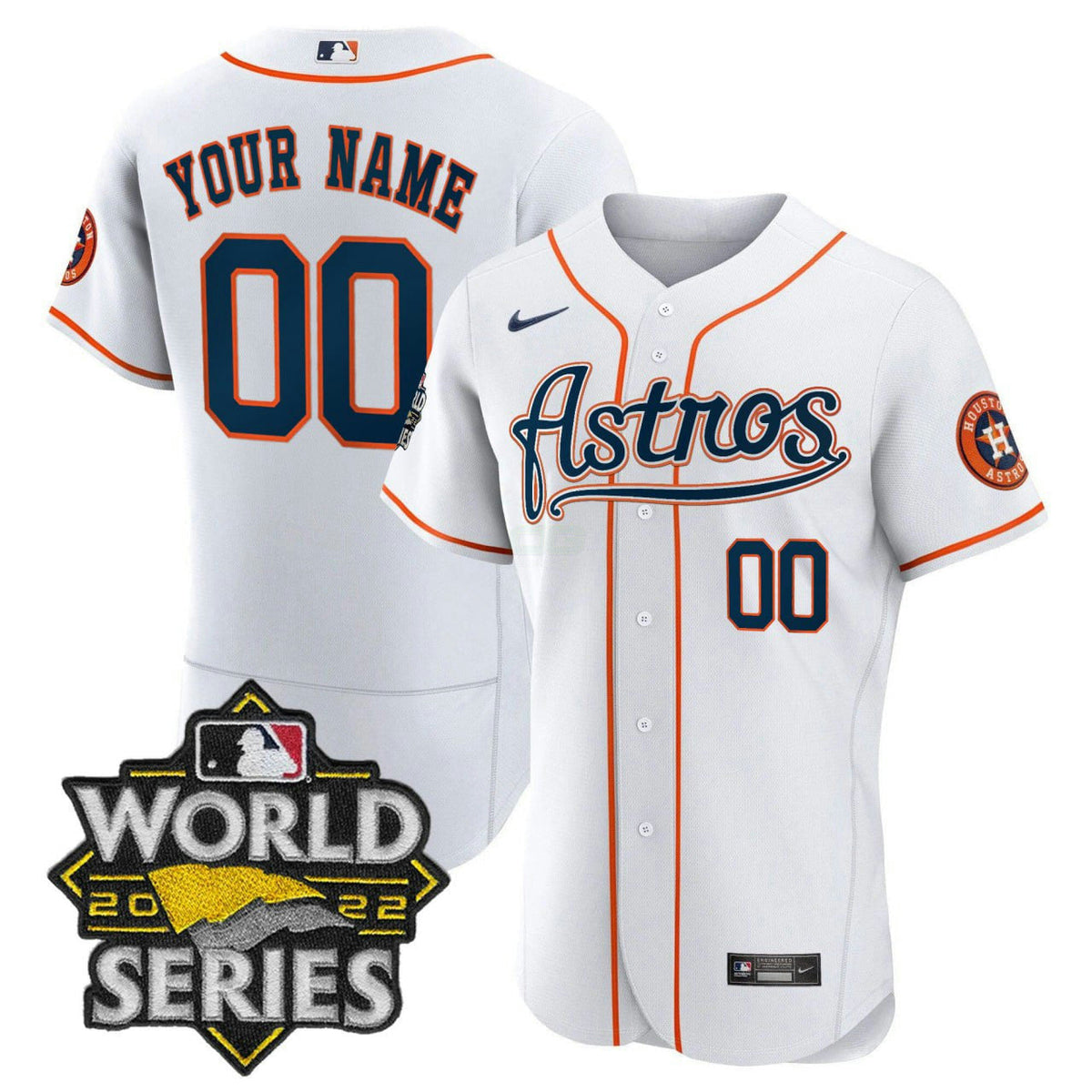 MLB Houston White Custom World Series Patch Jersey - White
