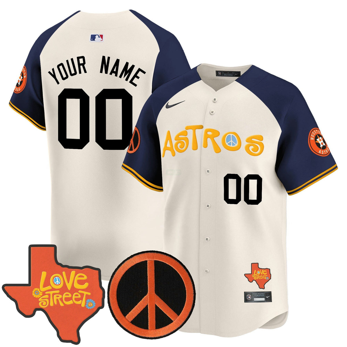 MLB Love Street & Peace Sign Patch Vapor Premier Limited Jersey