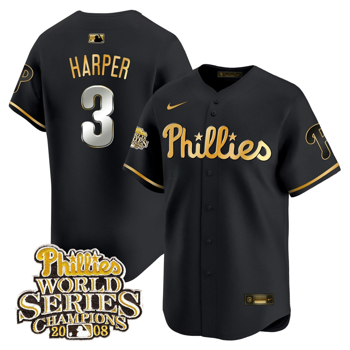 MLB Men’s 2008 World Series Champions Patch Vapor Premier Limited Jersey