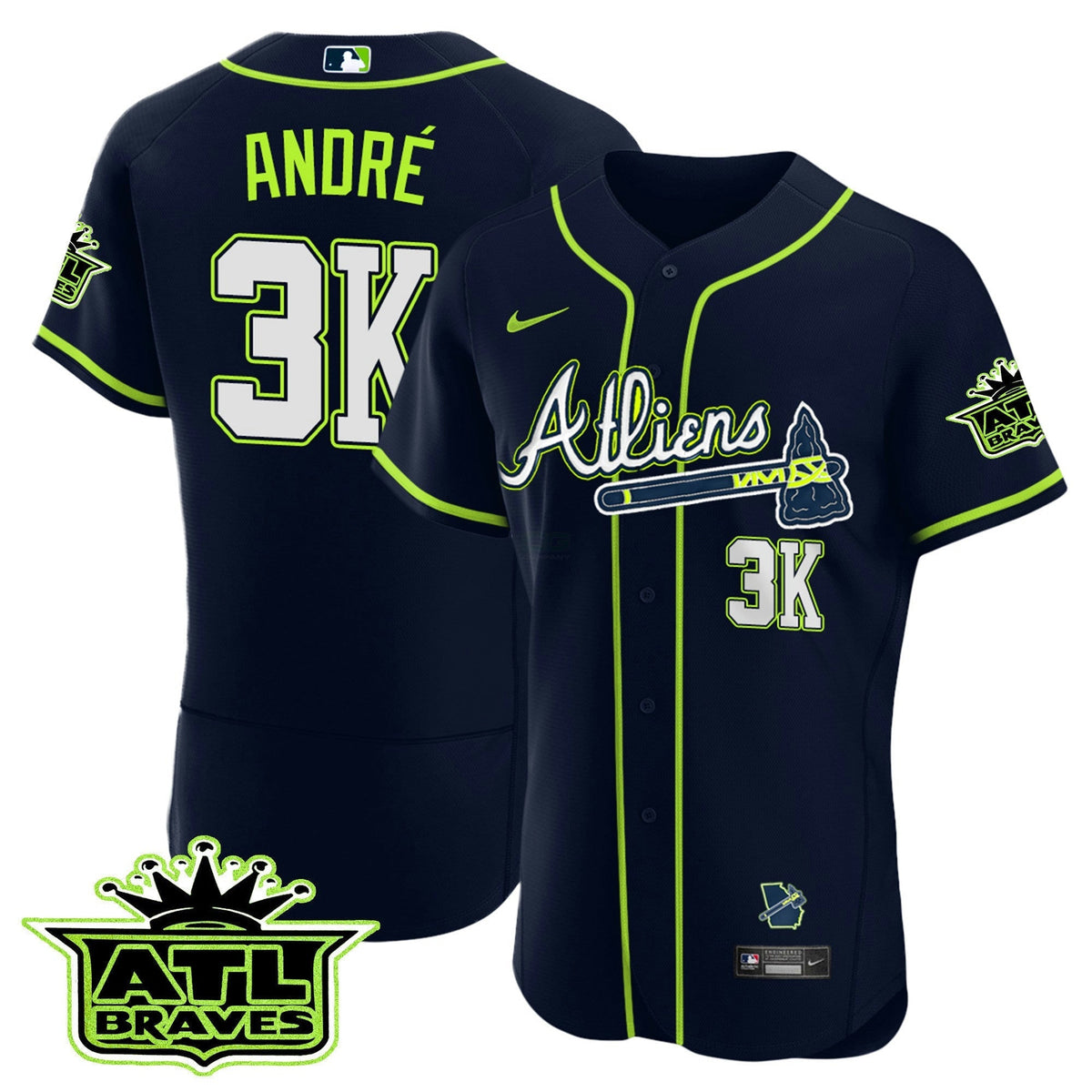 MLB Men’s Atlanta Atliens ATL Patch Flex Base Jersey