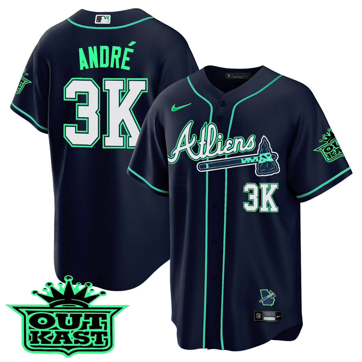 MLB Men’s Atlanta Atliens Cool Base Jersey – Galaxy Version – Stitched