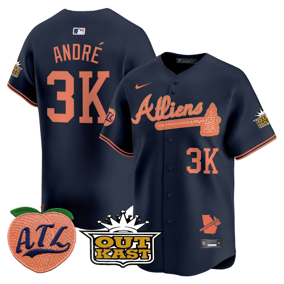 MLB Men’s Atlanta Atliens & Peach Vapor Premier Limited Jersey