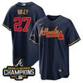 MLB Men’s Atlanta Champions Patch Gold Trim Jersey