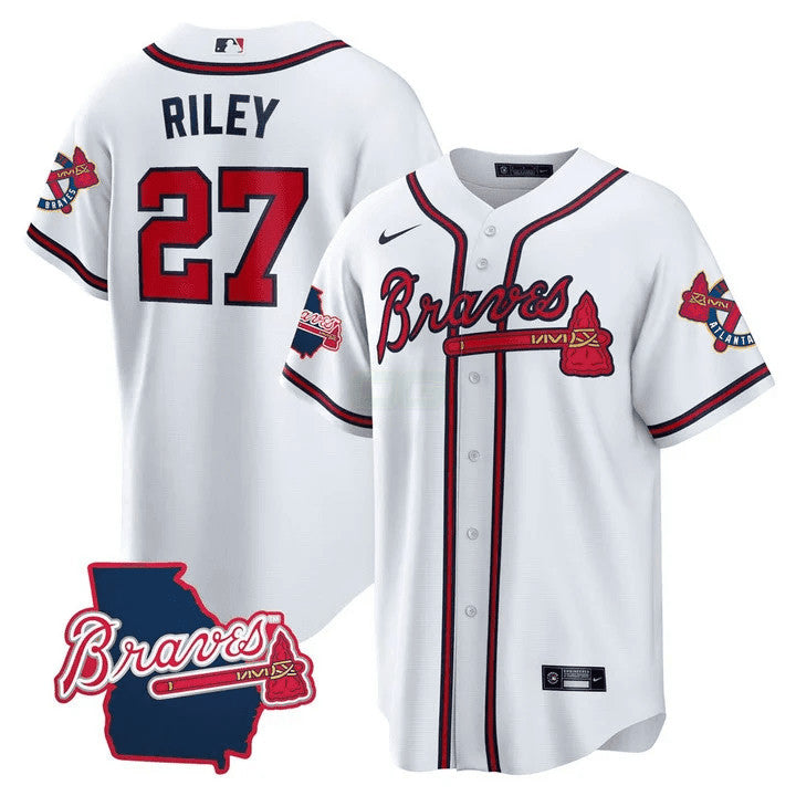 MLB Men’s Atlanta Georgia State Patch Jersey – White