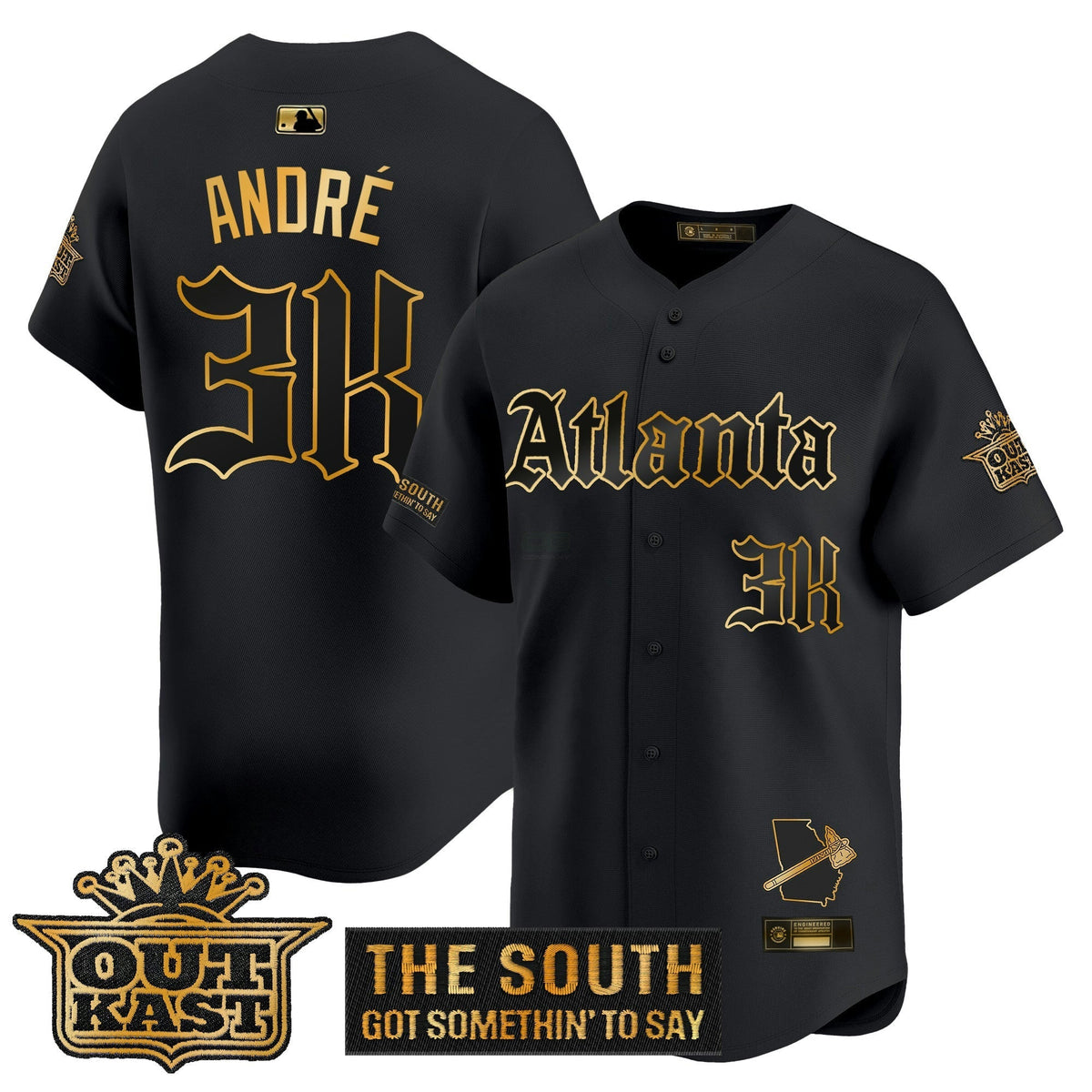 MLB Men’s Atlanta ‘Gothic South x Outkast Edition’ Gold Vapor Premier Limited Jersey