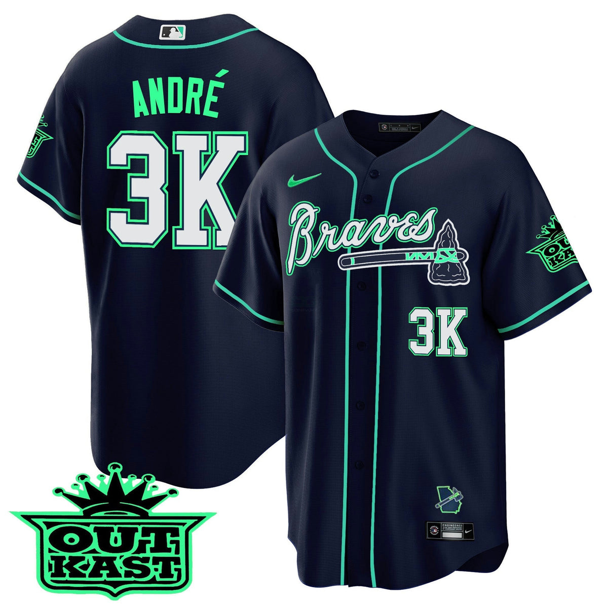 MLB Men’s Atlanta Outkast Cool Base Jersey – Galaxy Version – Stitched