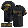 MLB Men’s Cleveland Indians ‘Gothic Iron Edition’ Gold Vapor Premier Limited Jersey