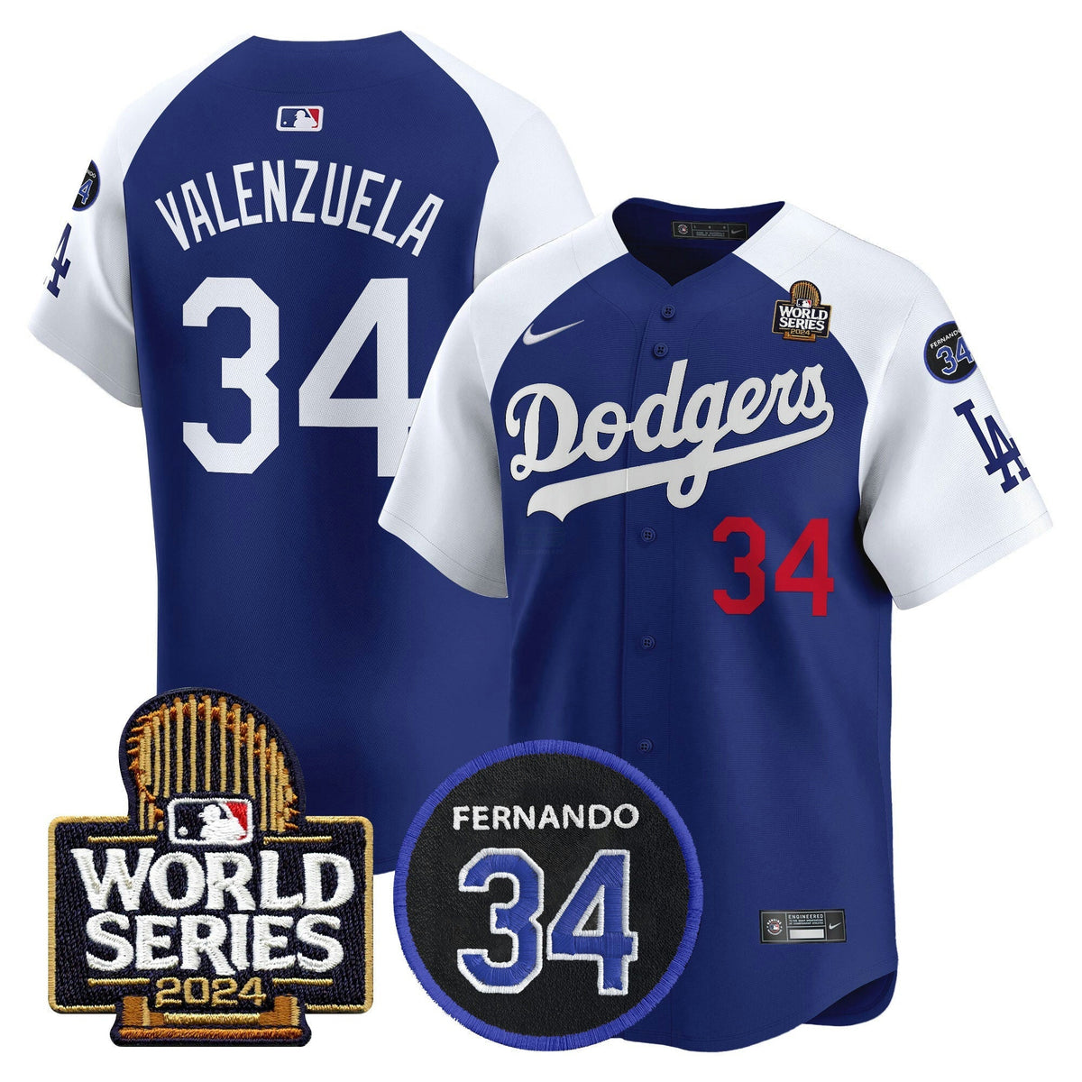 MLB Men’s Fernando Memorial & 2024 World Series Patch Vapor Premier Limited Jersey V2