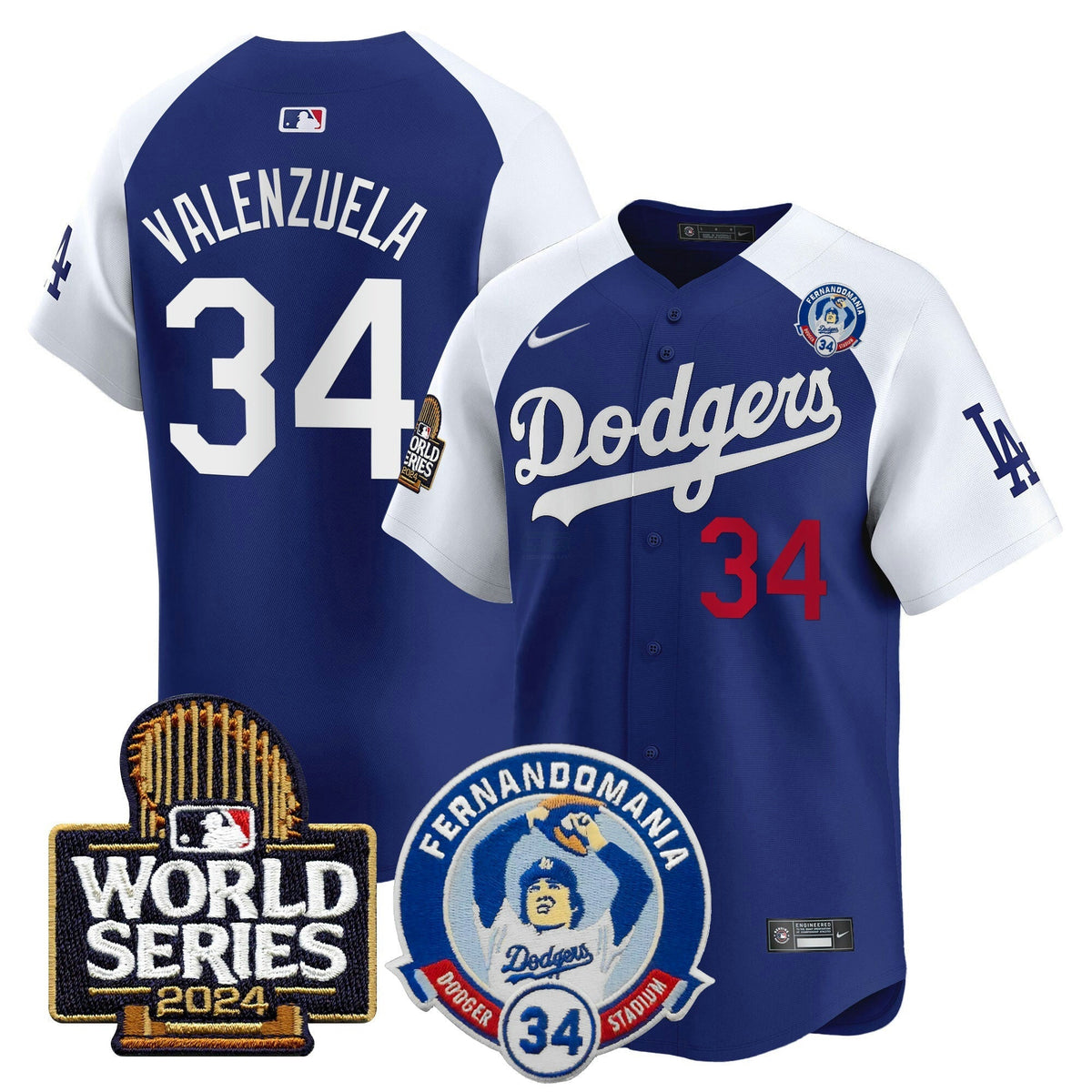 MLB Men’s Fernando Valenzuela & 2024 World Series Patch Vapor Premier Limited Jersey V3