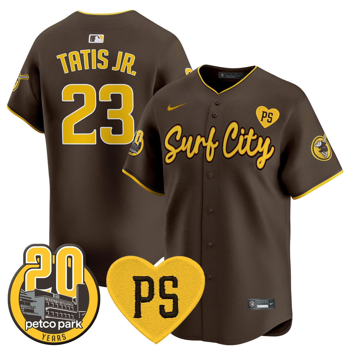 MLB Men’s “For Peter” & Petco Park 20th Patch Vapor Premier Limited Jersey V3