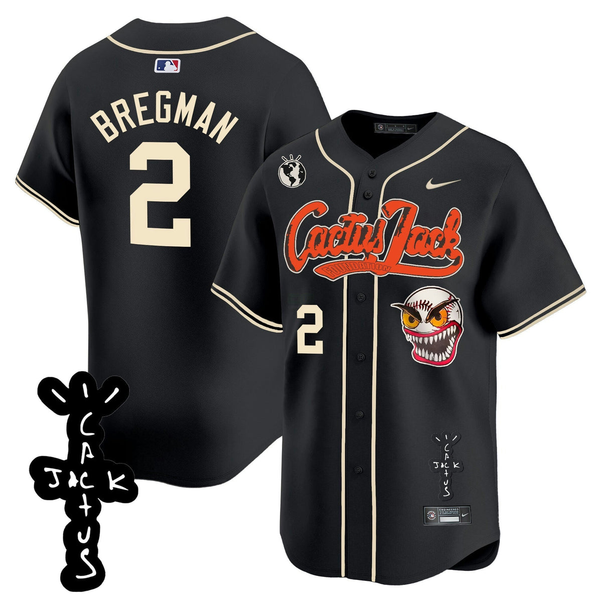 MLB Men’s Houston Cactus Jack Patch Vapor Premier Limited Jersey – Stitched