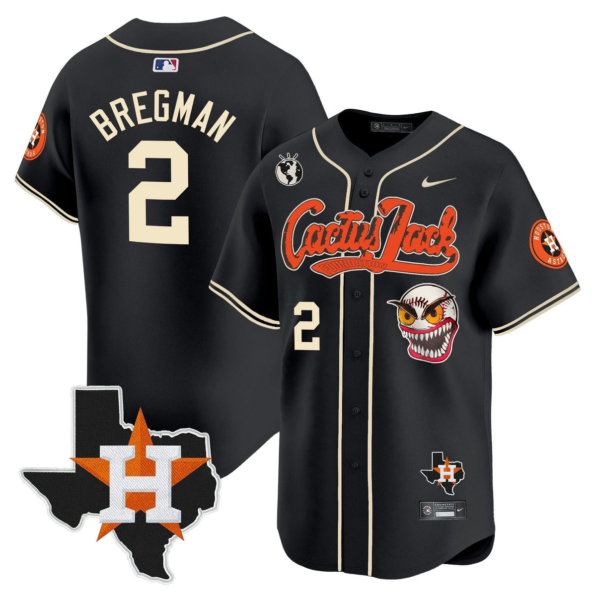 MLB Men’s Houston Cactus Jack Patch Vapor Premier Limited Jersey V6 – Stitched