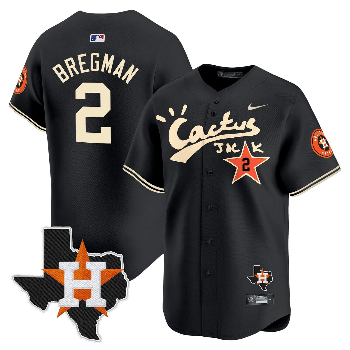 MLB Men’s Houston Cactus Jack Patch Vapor Premier Limited Jersey V7