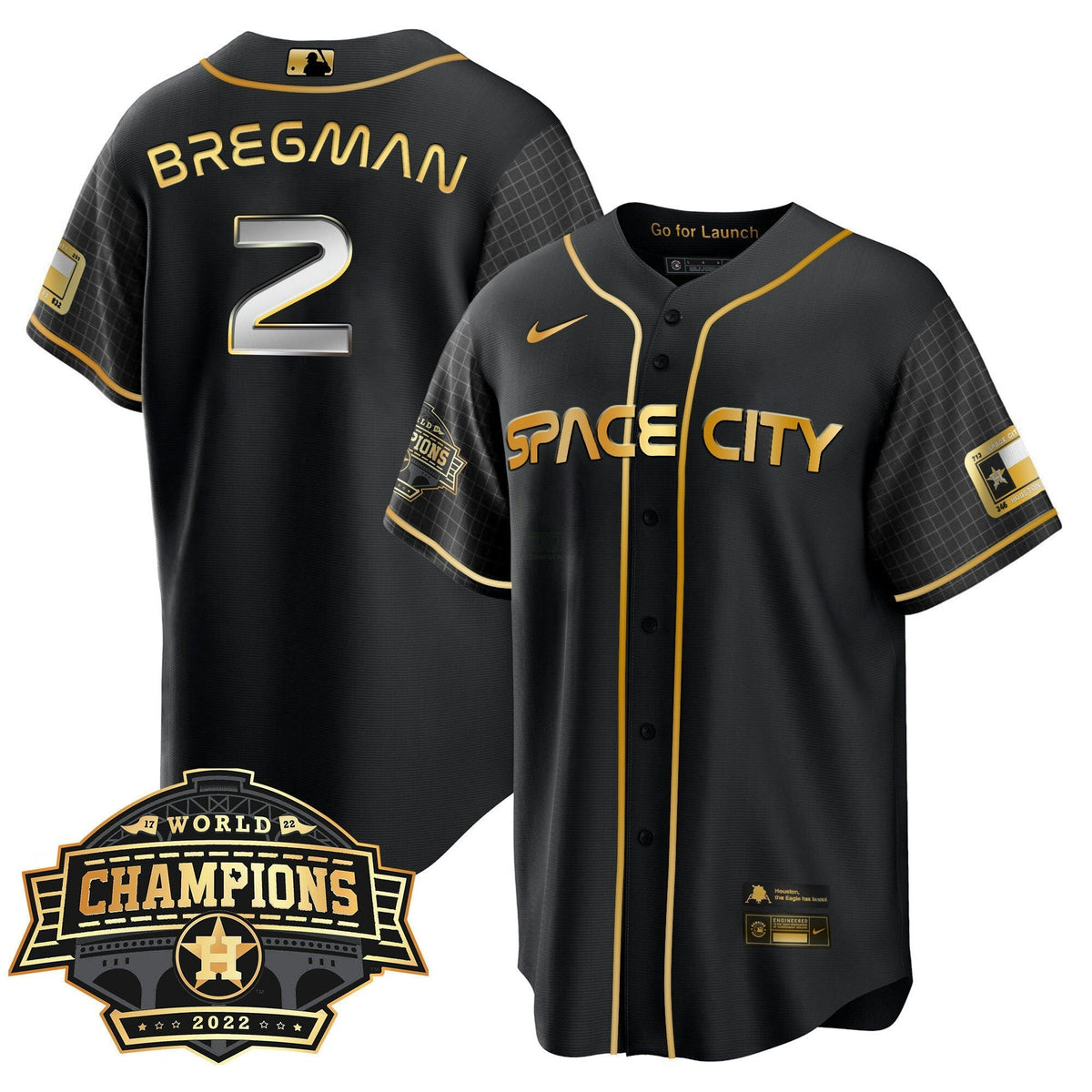 MLB Men’s Houston Space City 2022 World Series Champions Patch Limited Jersey