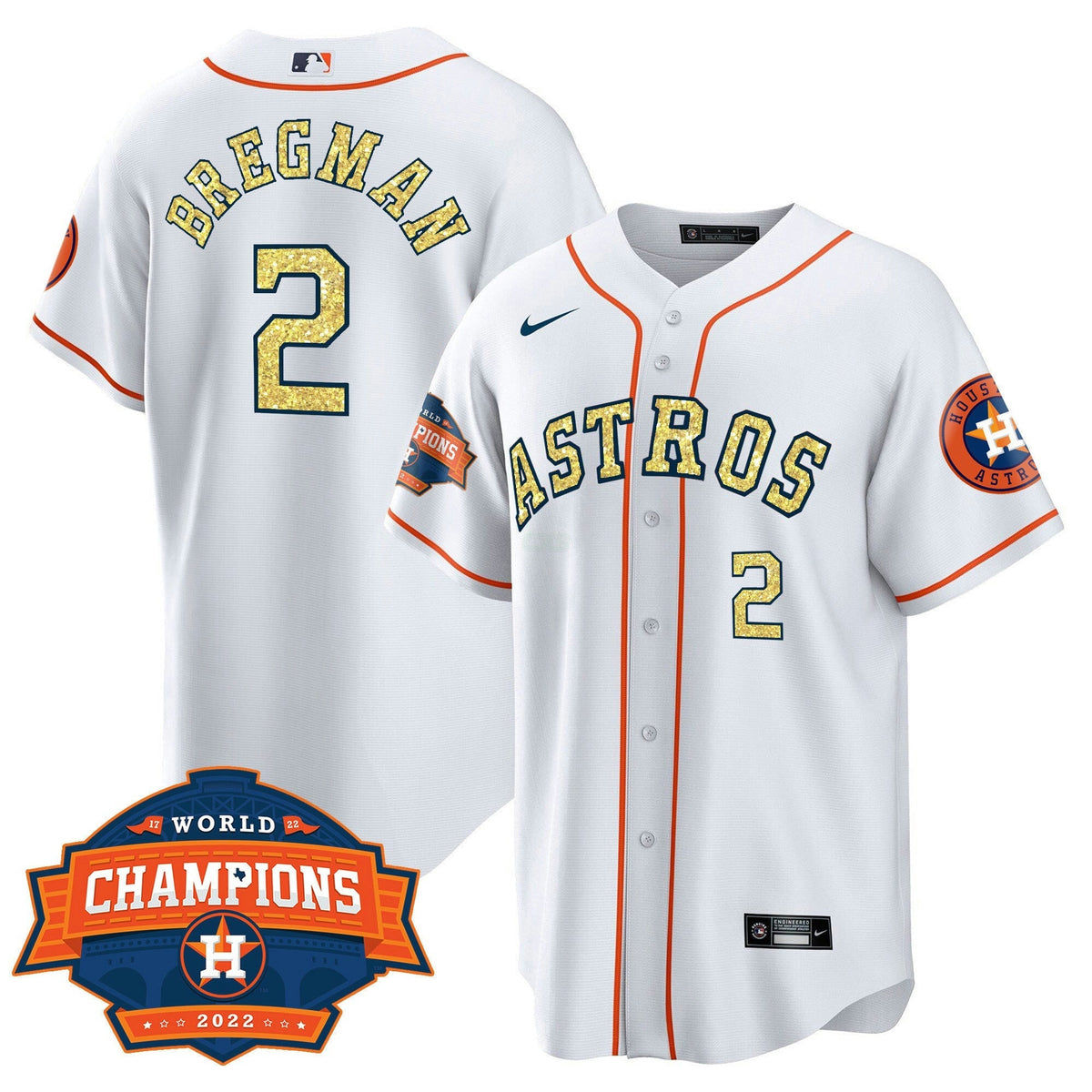MLB Men’s Houston Special White Gold 2022 World Series Champions Patch Jersey