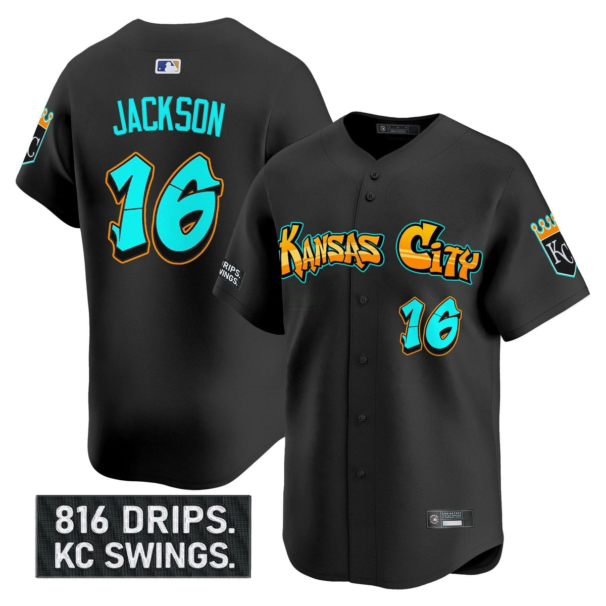 MLB Men’s Kansas City ‘Graffiti Crown Drop Edition’ Vapor Premier Limited Jersey