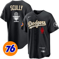 MLB Men’s Los Angeles Vin Scully 76 Patch Gold Trim Jersey