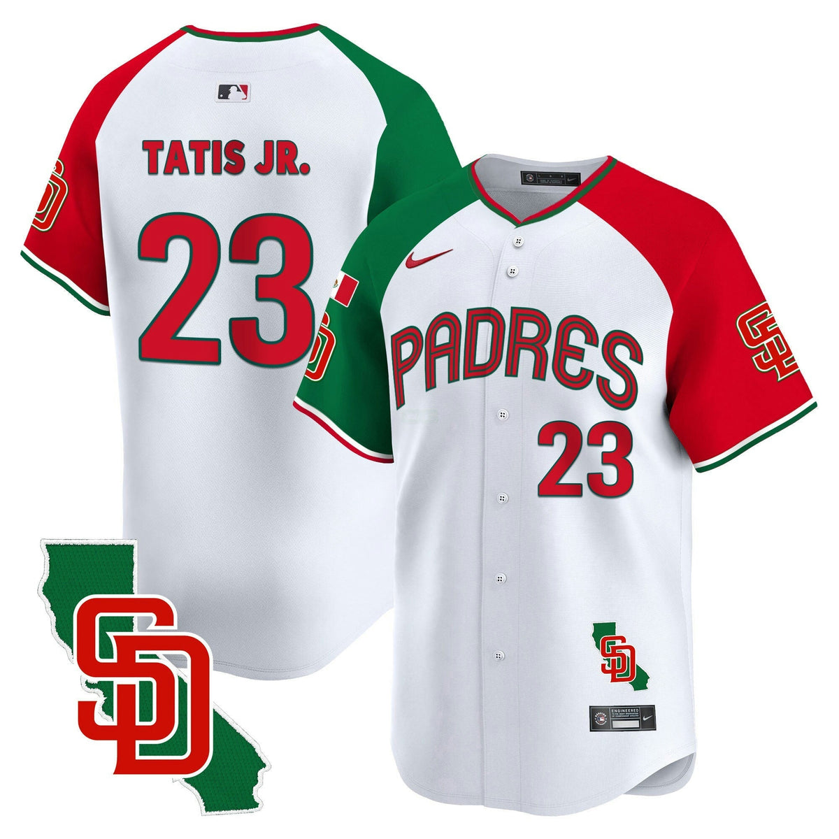 MLB San Diego Padres Men’s Mexico California Patch Vapor Premier Limited Jersey V4