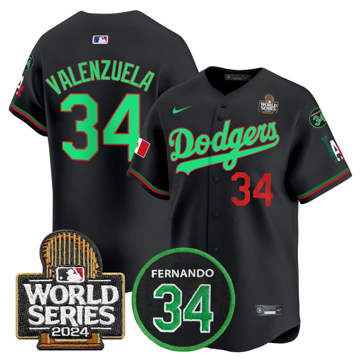 MLB Men’s Mexico Fernando Memorial & 2024 World Series Patch Vapor Premier Limited Jersey V3