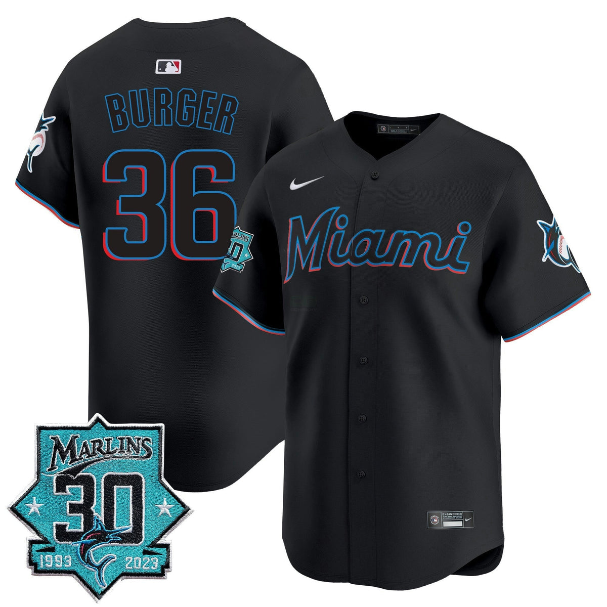 MLB Men’s Miami 30 Seasons Anniversary Patch Vapor Premier Limited Jersey