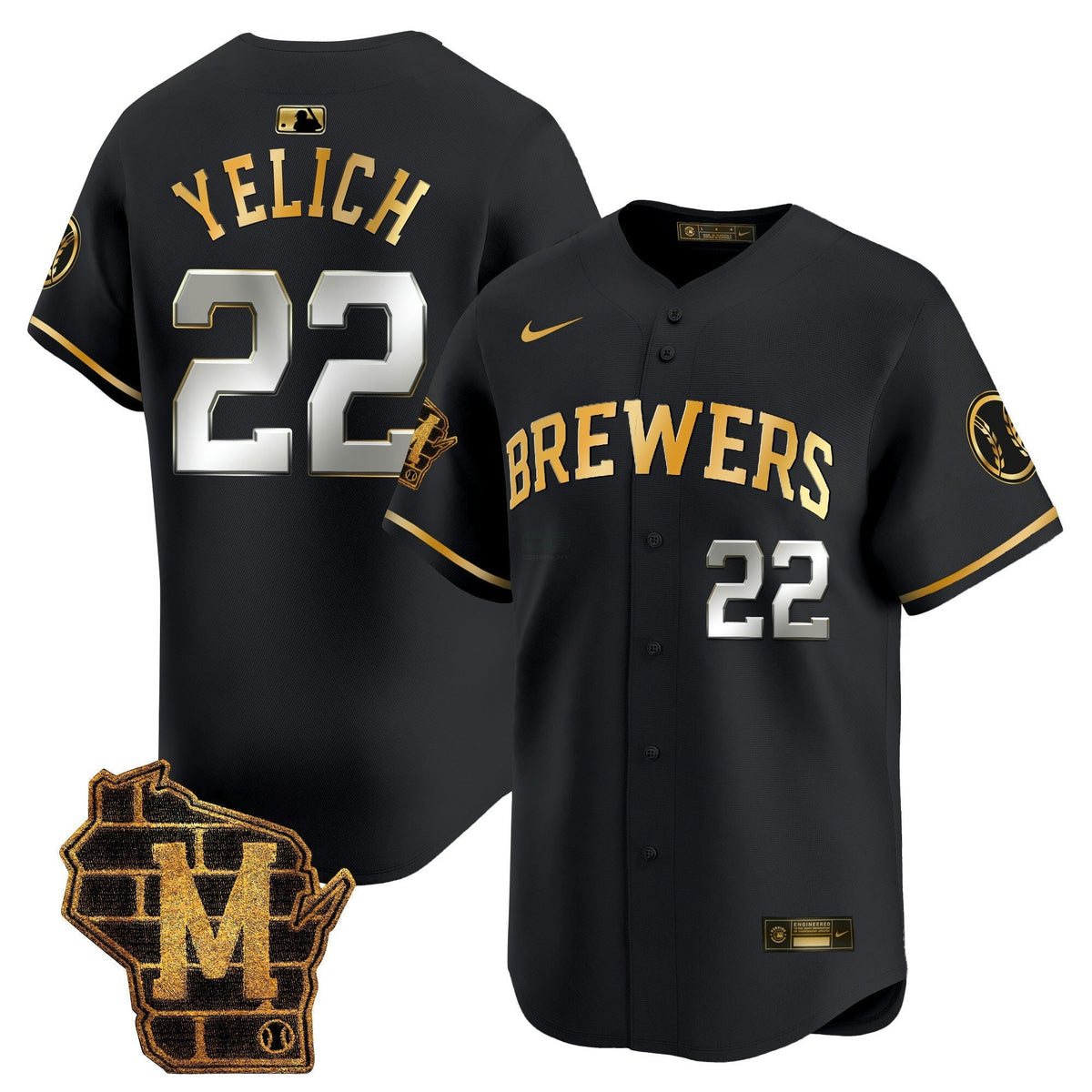 MLB Men’s Milwaukee Home Patch Vapor Premier Limited Jersey
