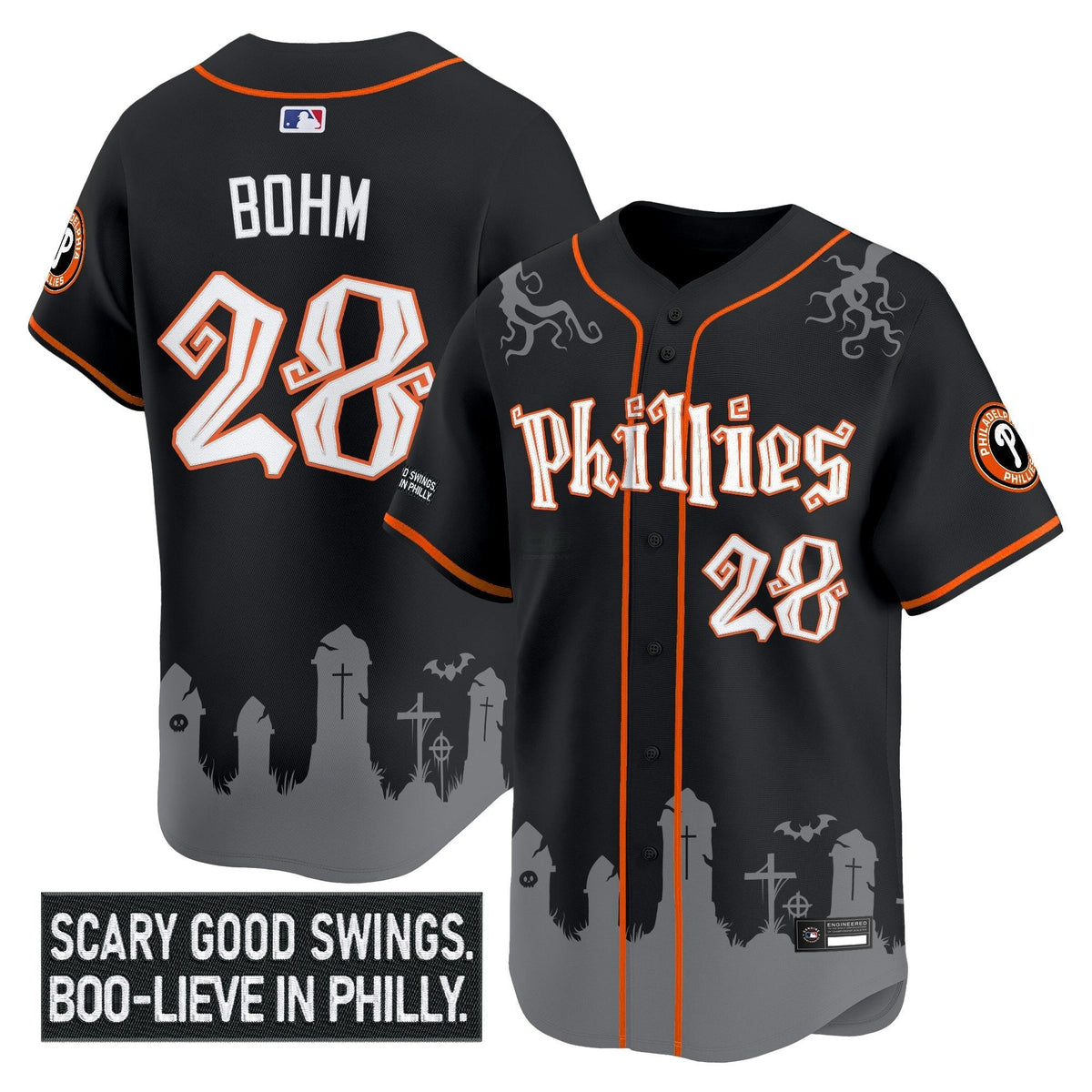 MLB Men’s Philadelphia ‘Halloween Spooky Edition’ Premier Limited Jersey – Stitched