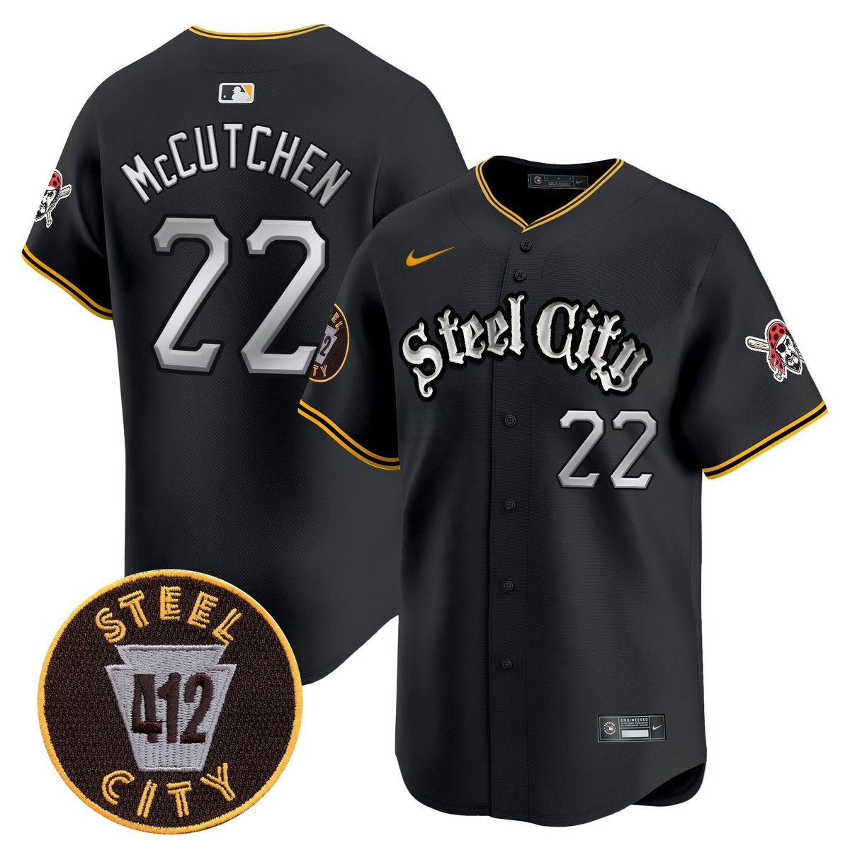 MLB Men’s Pittsburgh 412 Patch Vapor Premier Limited Jersey V2
